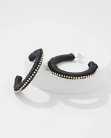 Gold + Black Raffia Hoop Earrings