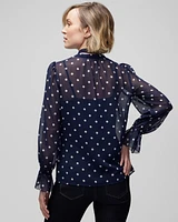 Long Sleeve Tie Neck Blouse