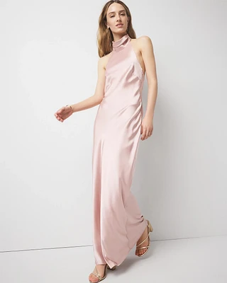 Satin Halter Midi Dress