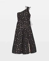 One-Shoulder Lace Midi Dress
