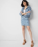 Embellished Denim A-Line Mini Skirt