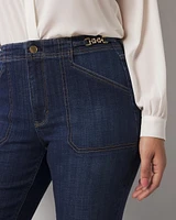 Chain Detail High-Rise Bootcut Jean