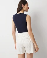 Petite Extra High-Rise Pinstripe Belted Short