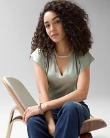 Flutter-Sleeve V-Neck Top