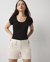 WHBMFORME™ Ribbed Stretch Scoop Neck Tee