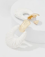 Gold + Ecru Raffia Drop Earrings