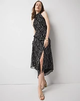 Ruffle Halter Midi Dress