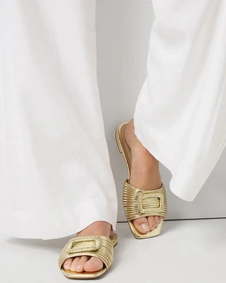 Gold Strappy Slide