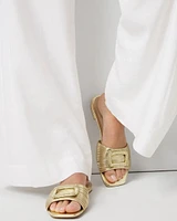 Gold Strappy Slide