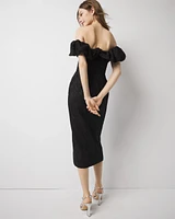 Off-the-Shoulder Jacquard Midi Dress