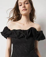Off-the-Shoulder Jacquard Midi Dress