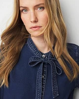 Tie-Neck Denim Shirt