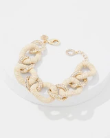 Natural Raffia + Crystal Link Bracelet