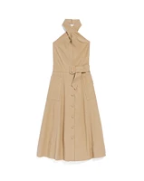 Halter Trench Midi Dress