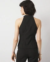 Pinstriped Hook & Eye Halter Top