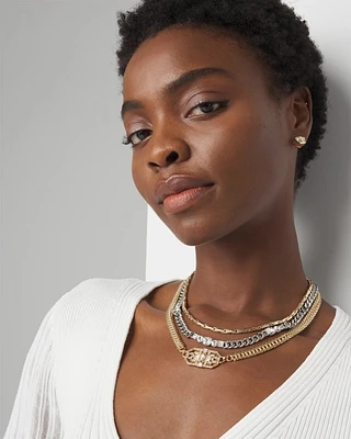 Art Deco Mixed Metal Convertible Necklace