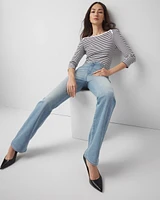 High-Rise Horsebit Skinny Flare Jeans