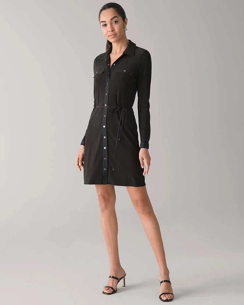 Long-Sleeve Matte Jersey Shirtdress