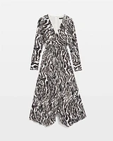 Animal Print Twist-Front Midi Dress