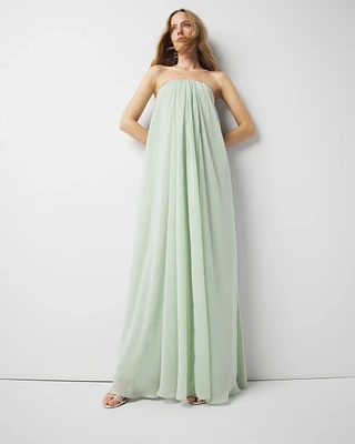 Petite Strapless Drape Gown
