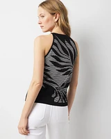 Palm Print Halter Sweater Tank