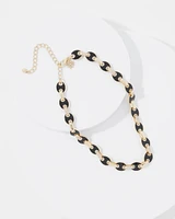 Black Mariner Links & Pavé Necklace