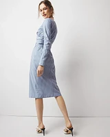 Poplin Twist-Front Midi Shirt Dress