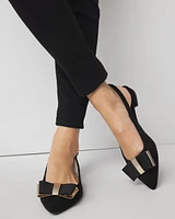 Bow Front Kitten Heel Slingbacks