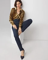 High-Rise Horsebit Slim Jeans