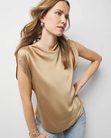 Satin Petal Sleeve Blouse