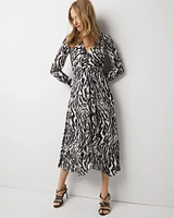 Animal Print Twist-Front Midi Dress