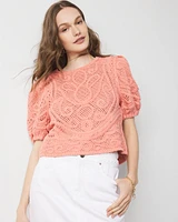 Puff Sleeve Crochet Sweater