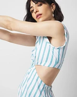 Petite Striped Cotton Midi Dress