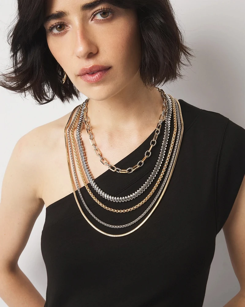 Gold + Silver Mixed Chain Convertible Necklace