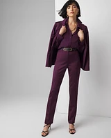 Petite High Rise Satin Straight Pant