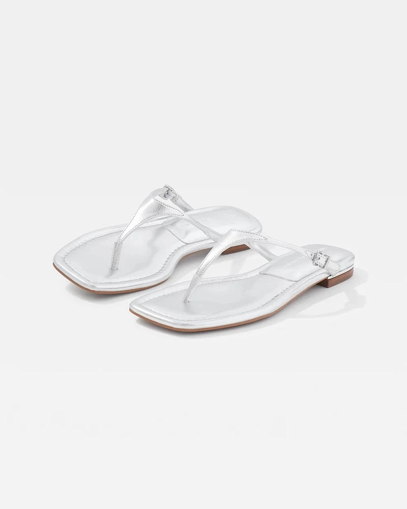 Silver Metallic Heel Sandal