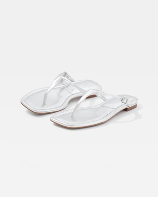 Silver Metallic Heel Sandal