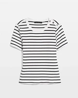 WHBM FORME™  Ribbed Stretch Button Shoulder Tee