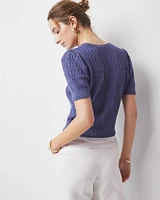 Novelty Stitch Puff Sleeve Pullover