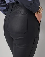 High-Rise Coated Cargo Bootcut Jean