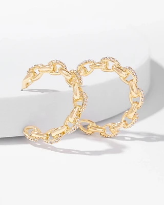 Gold Pavé Hoop Earrings