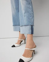 High-Rise Wide Leg Cuff Cropped Jean