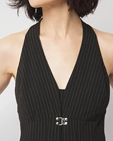 Pinstriped Hook & Eye Halter Top