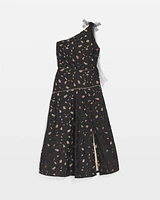 One-Shoulder Lace Midi Dress