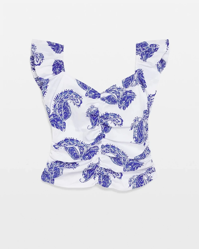 Flutter Sleeve Ruched Top