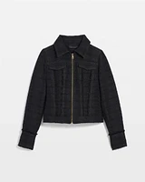 Cropped Tweed Trucker Jacket