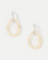 Silver + Gold Sculptural Drop Hoop Earrings