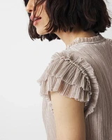 Ruffle Tie-Neck Shimmer Top