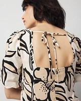 Puff-Sleeve Drawstring Blouse