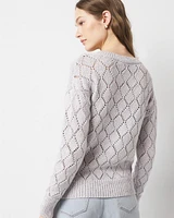 Pointelle Marled Shimmer Sweater